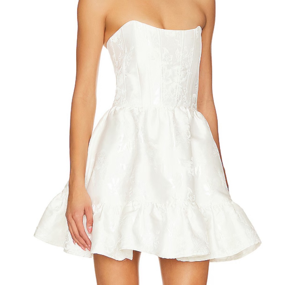 V. Chapman Ginny Corset Mini Dress in White Baroque Floral (size 6) corset